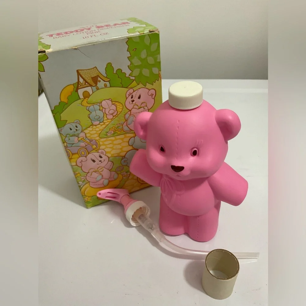 🎉🎉HP🎉1981 Avon PINK TEDDY BEAR Baby Lotion Dispenser with Pump 10 oz (empty) - Picture 3 of 4